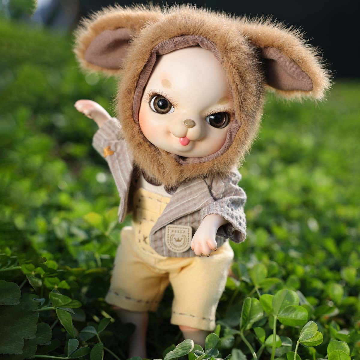 10 Zoll BJD-Puppe mit Keramikkörper, komplettes Plüsch-Outfit, handgefertigt, Dekor, Sammlerstück