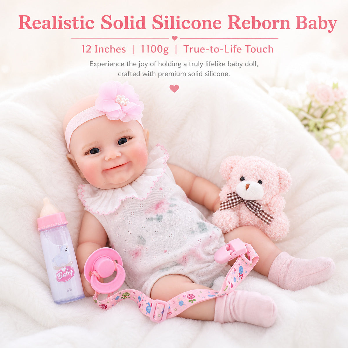 30 cm handgefertigte, lebensechte Reborn-Babypuppe mit Körper aus massivem Silikon, realistischer 3D-Haut, Spielzeug für kleine Mädchen