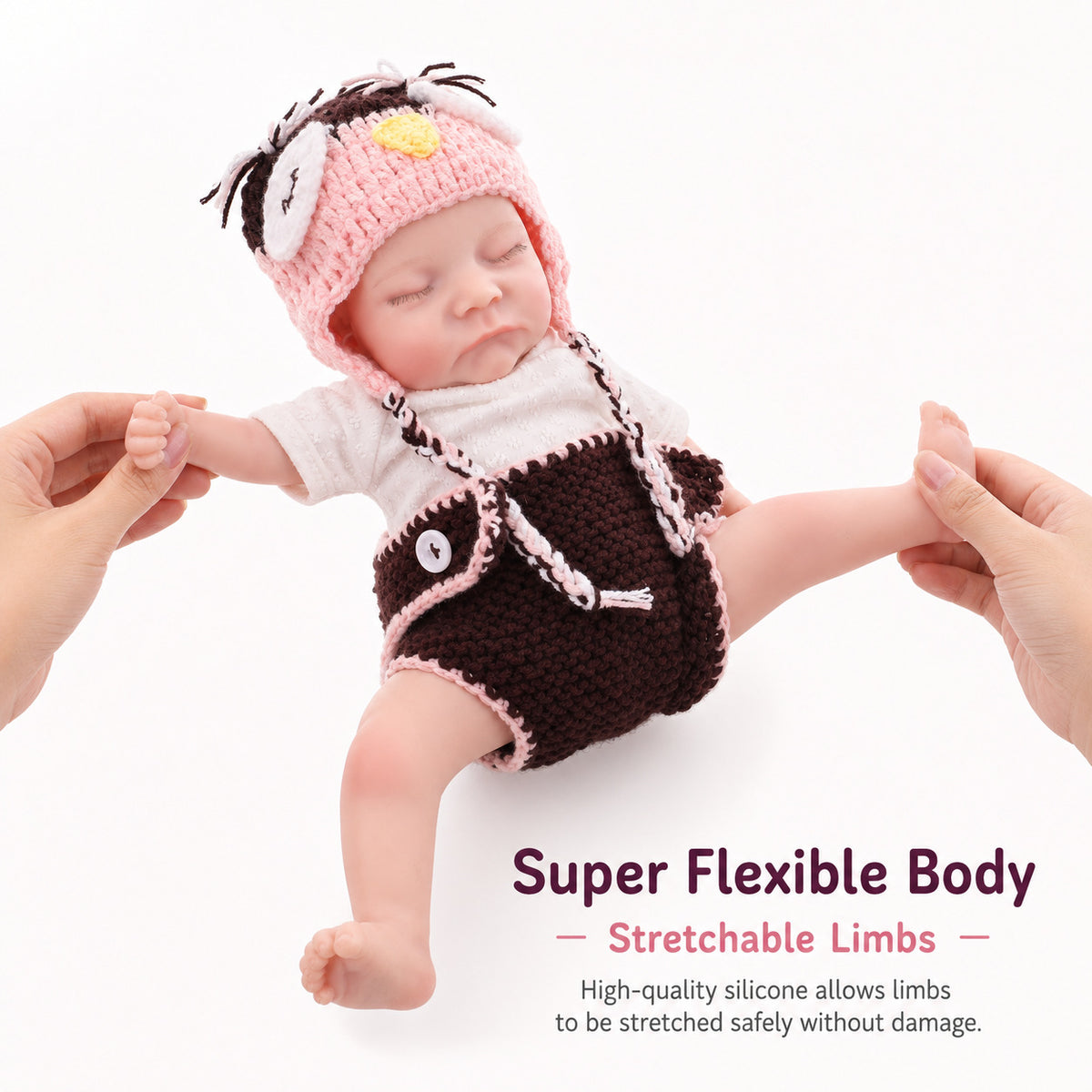 17 Zoll handgefertigte lebensechte Reborn-Puppe, voller Körper aus massivem Silikon, realistisches Neugeborenes, Spielzeug-Geschenk für Mädchen und Puppensammler