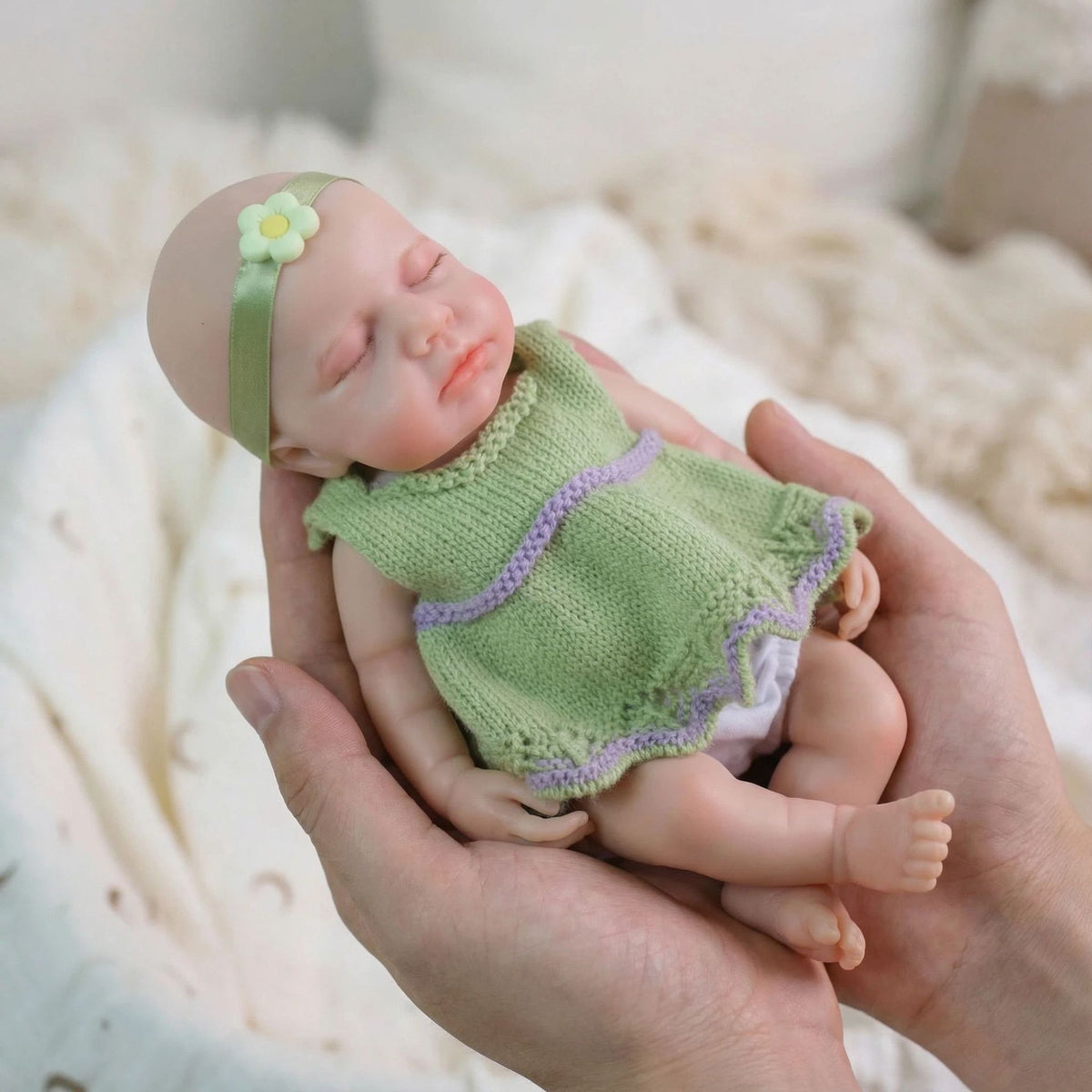 12 Zoll grünes Fellkleid LOULOU massives Silikon Reborn-Puppe für Kinder Weihnachtsgeschenk