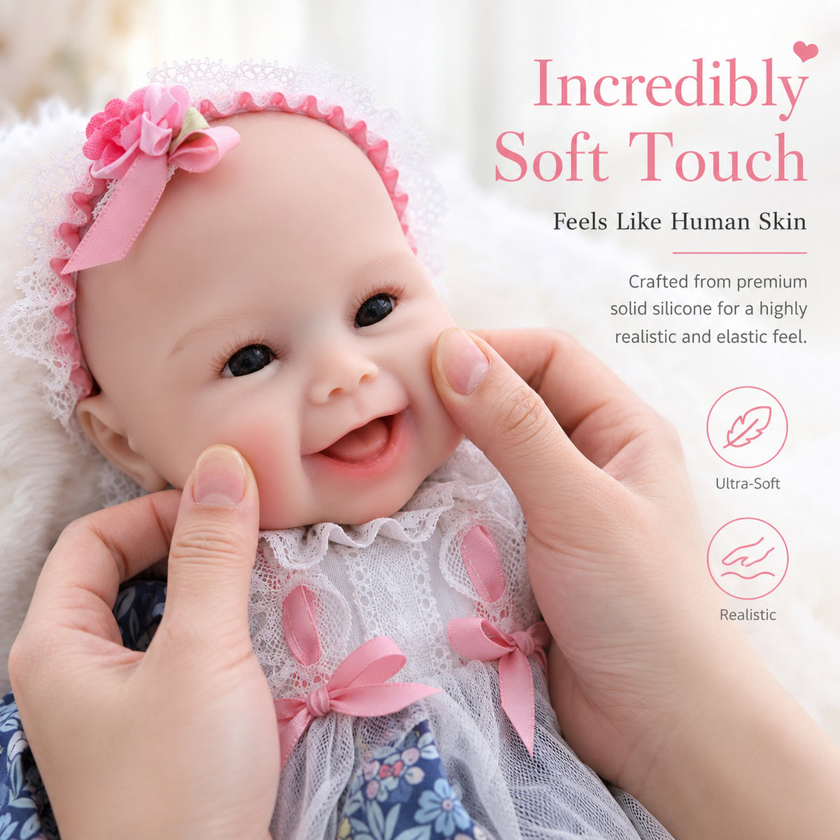 17 Zoll Reborn Babypuppe, niedliche Vollsilikon-Babypuppe, realistische Neugeborenen-Puppe, Spielzeug, Weihnachtsgeschenk