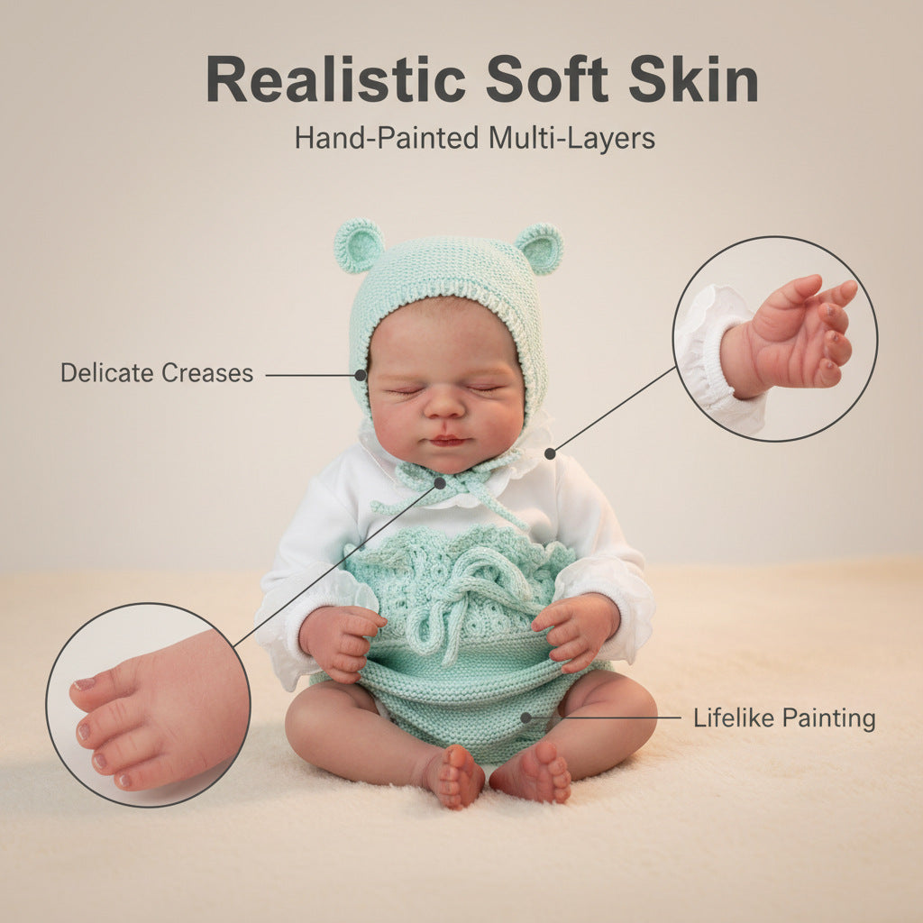 19-Zoll-Reborn-Puppenset im hellblauen Pullover, Simulationspuppe, Neugeborenes
