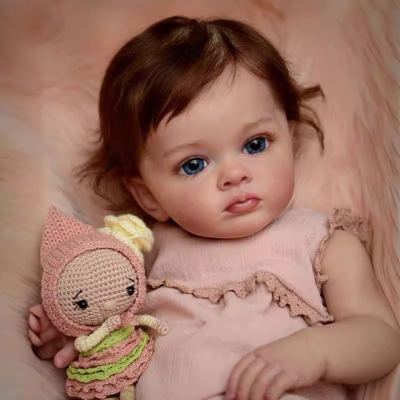 22 Zoll Reborn Neugeborenen-Babypuppe, realistisches Kleinkind mit Ganzkörper-Vinyl, Mädchen, als Geschenk