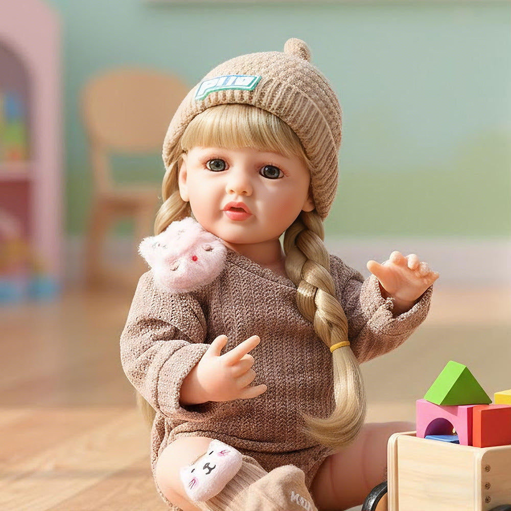 Russisch Englisch Spanisch Weinen und Lachen Dialog 22 Zoll Vollkunststoff Reborn-Puppe Simulations-Babypuppe Mädchen