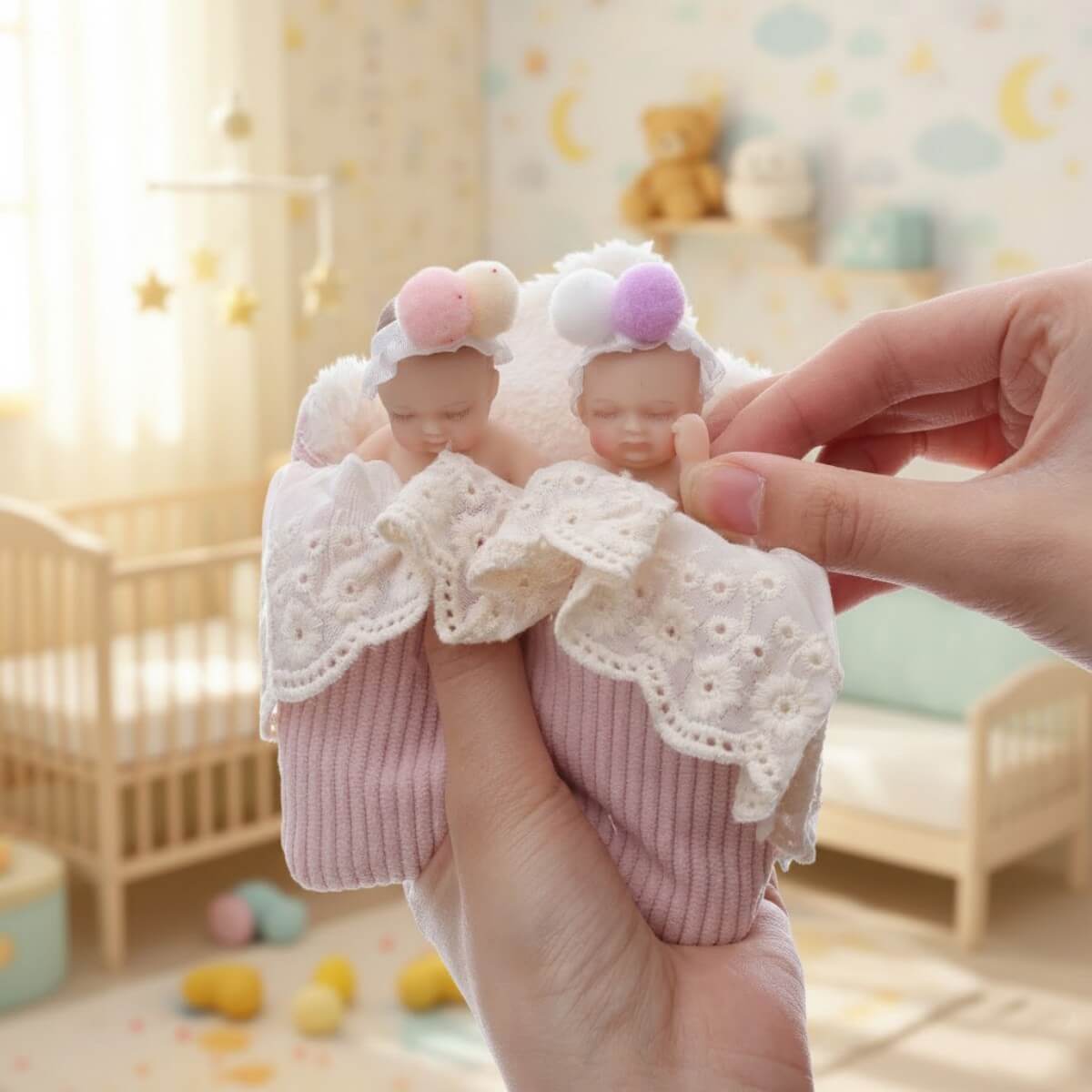 Lebensechte Silikon-Reborn-Zwillingsbabypuppe 4 Zoll