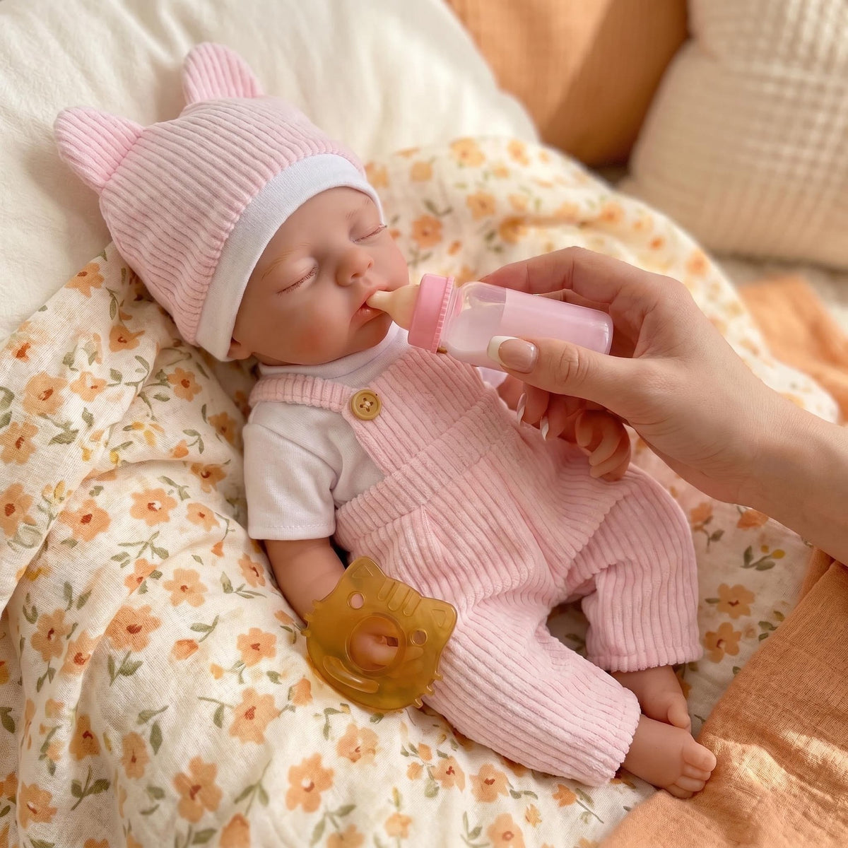 Tragbare 12-Zoll-Reborn-Babypuppe aus massivem Silikon, waschbare Puppe für Rollenspiele und Dekoration