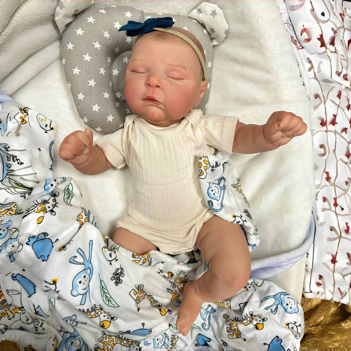 50 cm Reborn-Babypuppe mit Stoffkörper, handgefertigte Neugeborenen-Spielpuppe für Mädchen