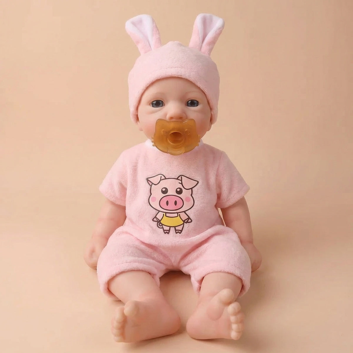 12 Zoll Hasenohren-Mütze Simulationspuppe Silikon Reborn-Puppe