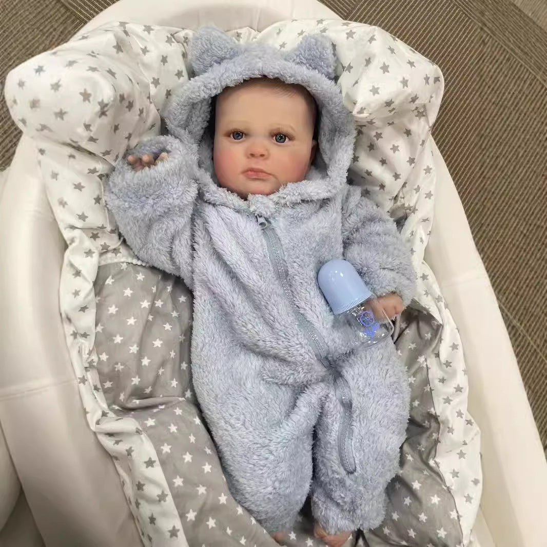 24 Zoll Reborn-Babypuppe, Neugeborenes mit Stoffkörper, süßes handgefertigtes Geschenk für Mädchen