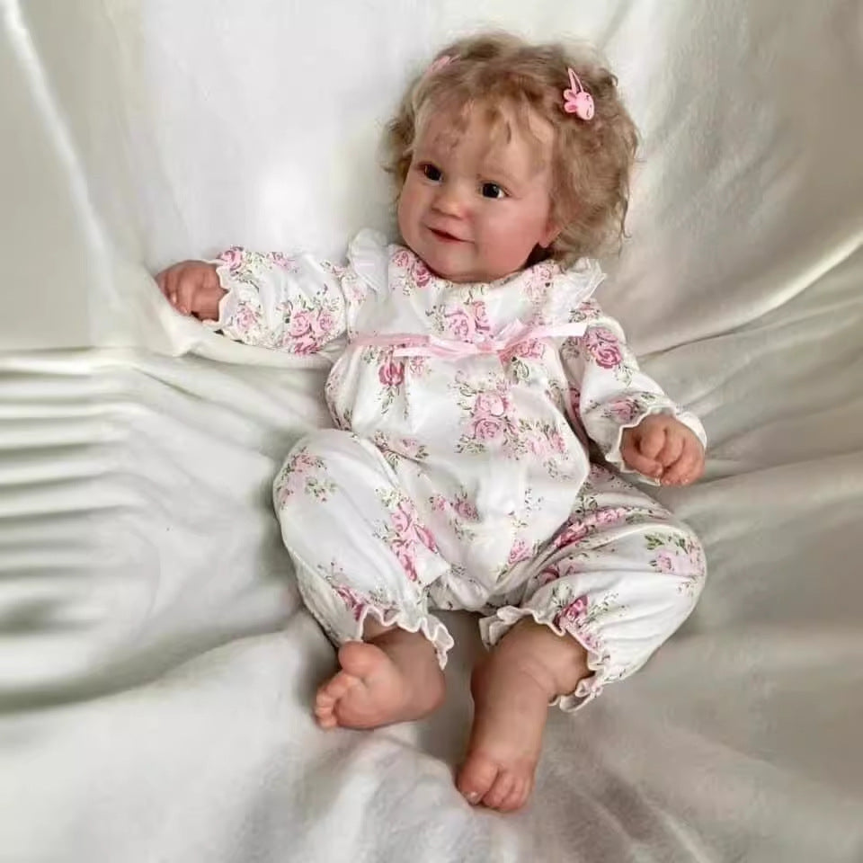 20/24 Zoll Reborn Puppe süßes Mädchen mit Stoffkörper und verwurzeltem blondem Haar, realistisches Kinderspielzeug und Geschenk