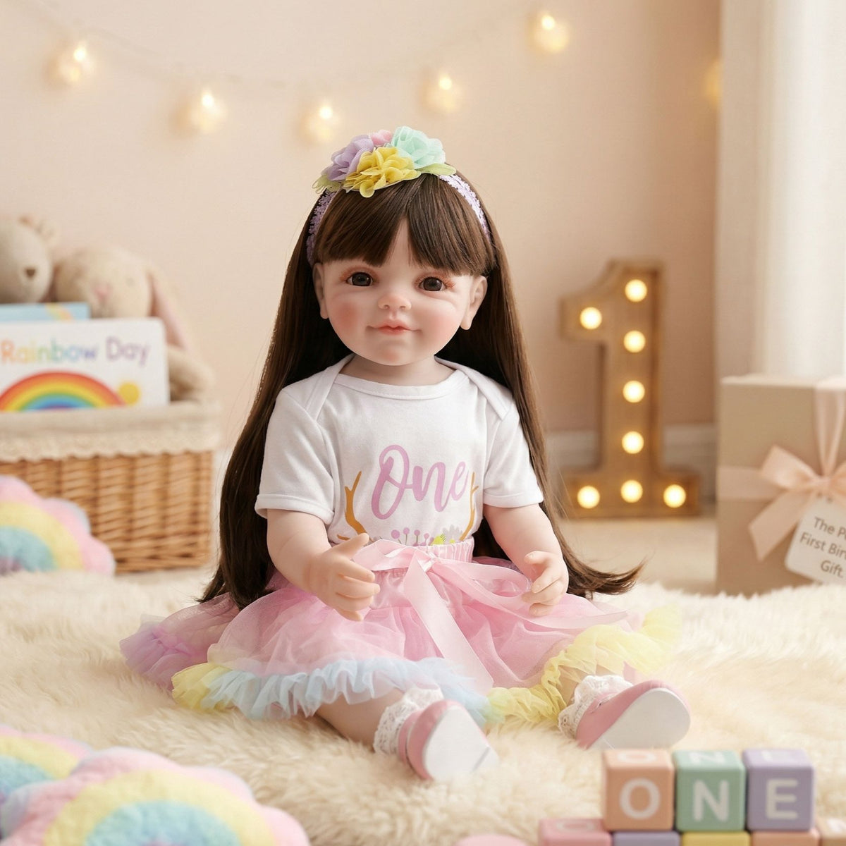 22 Zoll große stehende Reborn-Kleinkindpuppe mit Ganzkörper-Vinyl für Geschenke