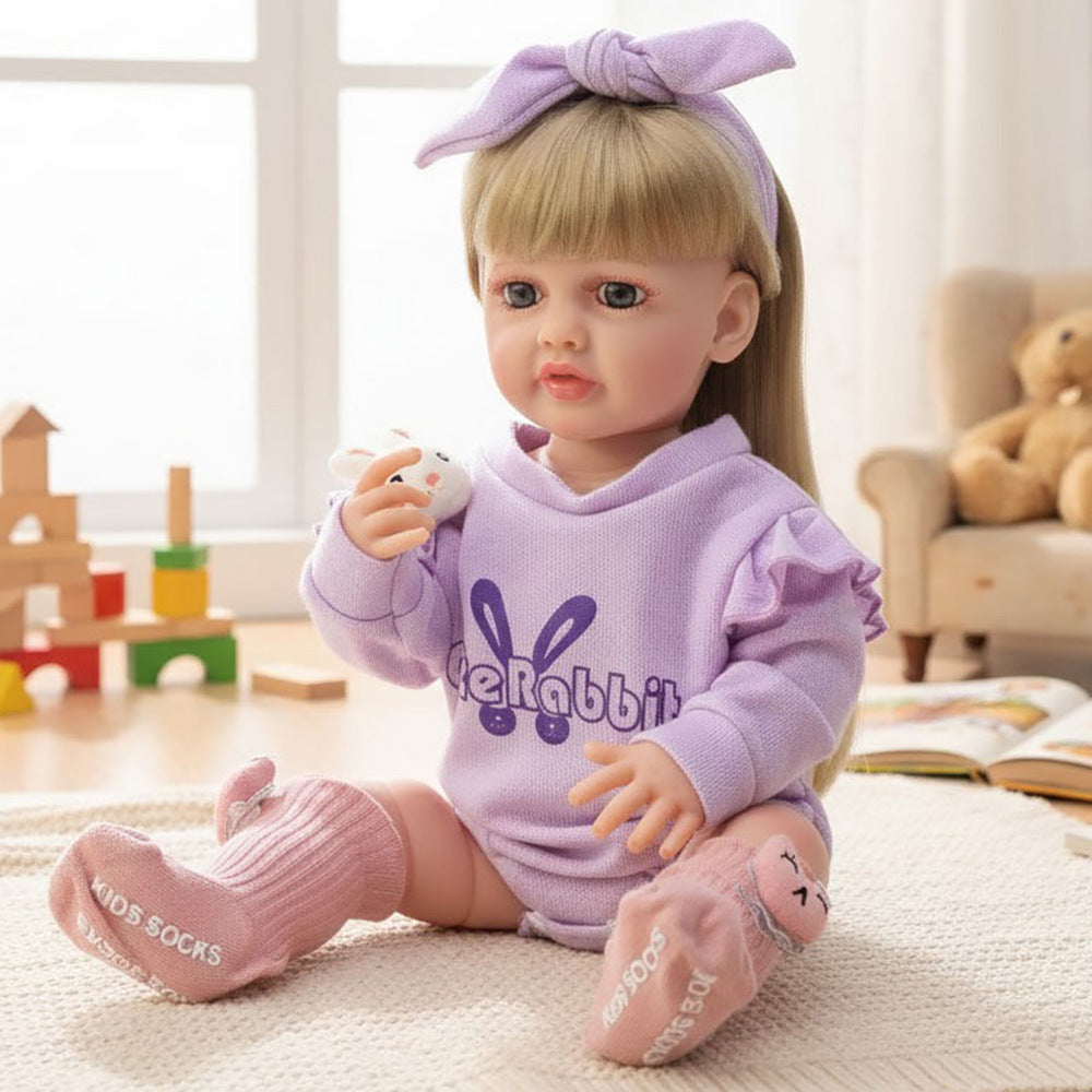 Russisch Englisch Spanisch Weinen und Lachen Dialog 22 Zoll Vollkunststoff Reborn-Puppe Simulations-Babypuppe Mädchen