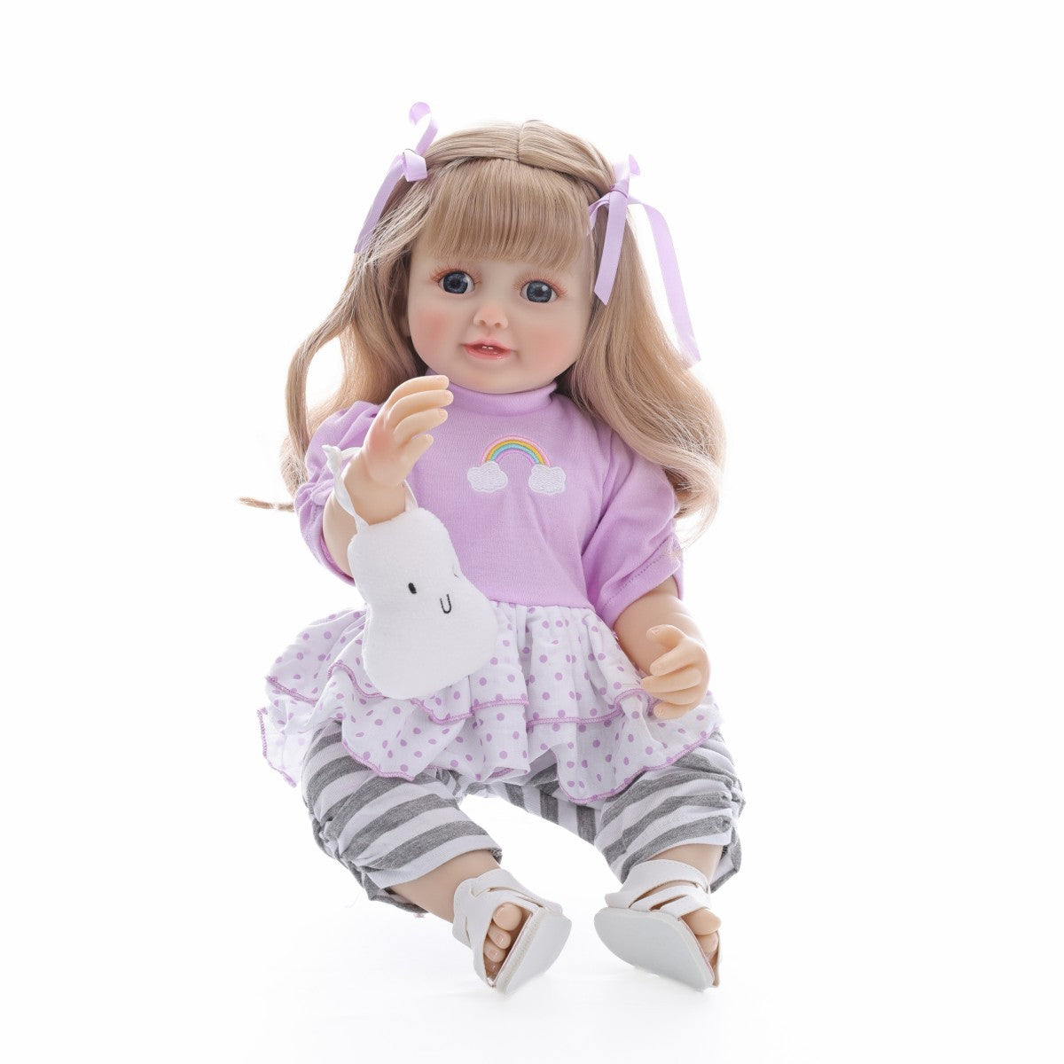Englisch Russisch Spanisch Weinende und lachende Dialog-Puppe, 22 Zoll, Ganzkörper-Kunststoff, Reborn-Puppe, Simulations-Babypuppe, Mädchen