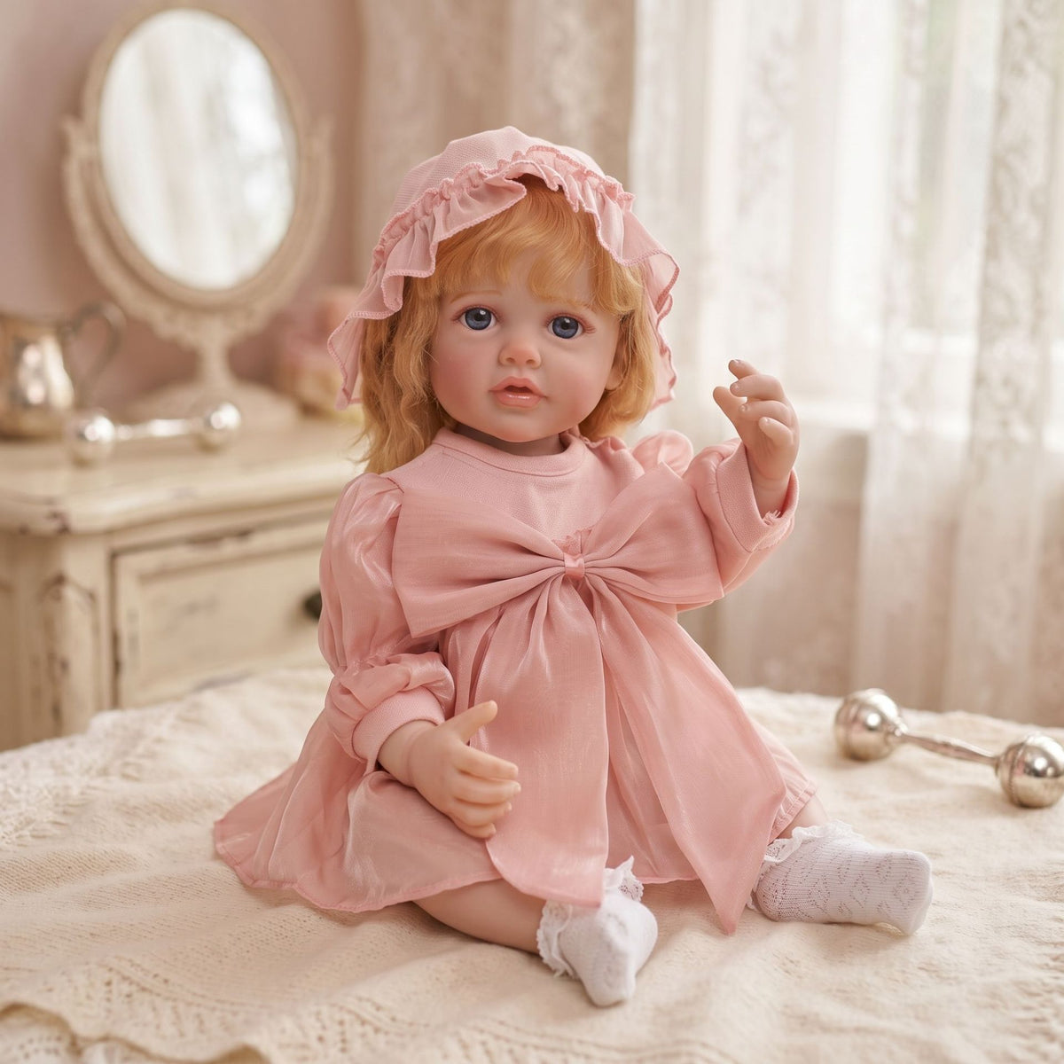 Ultrarealistische 22-Zoll Reborn-Neugeborenenpuppe mit Ganzkörper-Vinyl, weiche bewegliche Gliedmaßen, sichere Begleiterpuppe für Kinder