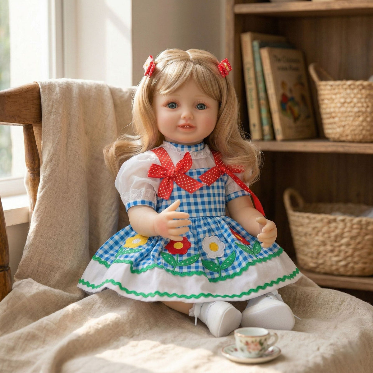 22-Zoll handbemalte Reborn-Puppe mit mehreren Schichten und Ganzkörper-Vinyl, weicher, realistischer Hautstruktur, ideal als therapeutischer Komfortbegleiter im Geschenkset