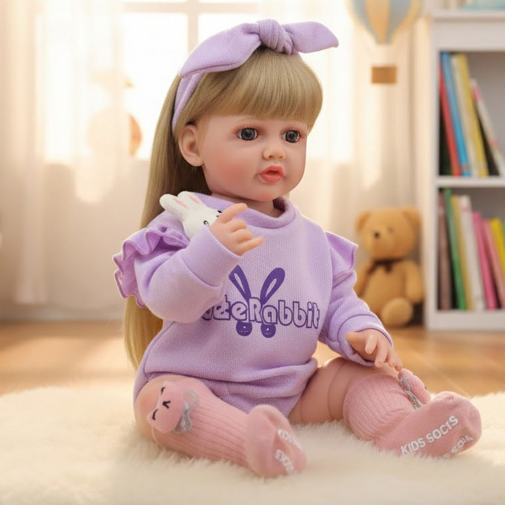 Russisch Englisch Spanisch Weinen und Lachen Dialog 22 Zoll Vollkunststoff Reborn-Puppe Simulations-Babypuppe Mädchen