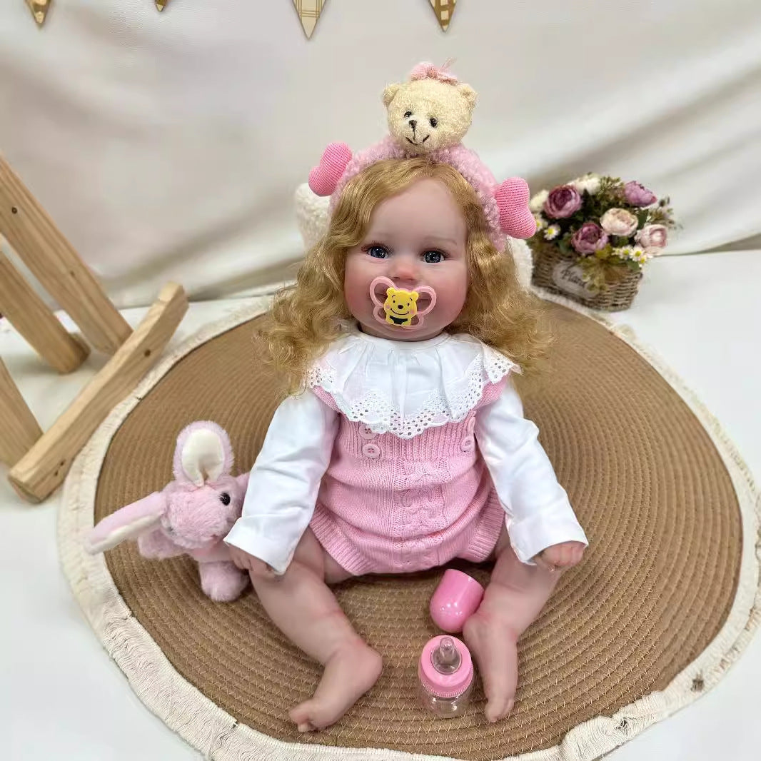 60 cm Reborn-Babypuppe mit Stoffkörper, realistische Neugeborenen-Puppe, Spielzeug für Mädchen und Kinder