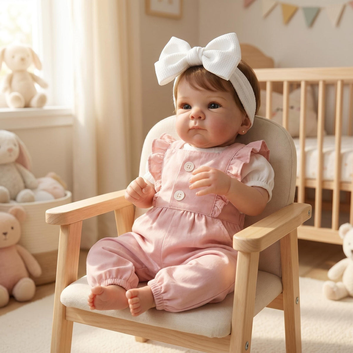 18-Zoll Reborn-Baby-Mädchenpuppe, Ganzkörper-Vinyl, realistische Neugeborenen-Puppe mit magnetischem Schnuller, Fläschchen, Windel & Outfit