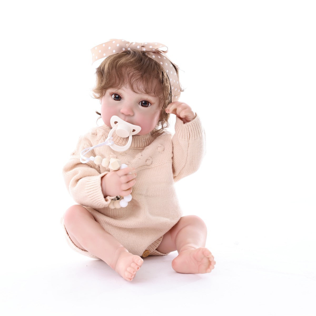 50 cm Reborn-Babypuppe mit implantierter Haar-Simulation, handgefertigt, exquisit bemalte 3D-Puppe