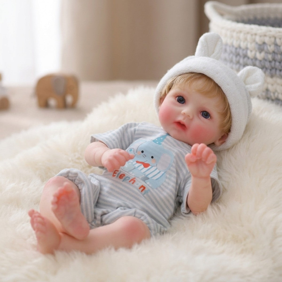 12 Zoll 30 cm Reborn-Puppe aus Vollsilikon mit implantiertem Haar, Simulations-Baby zum Umziehen