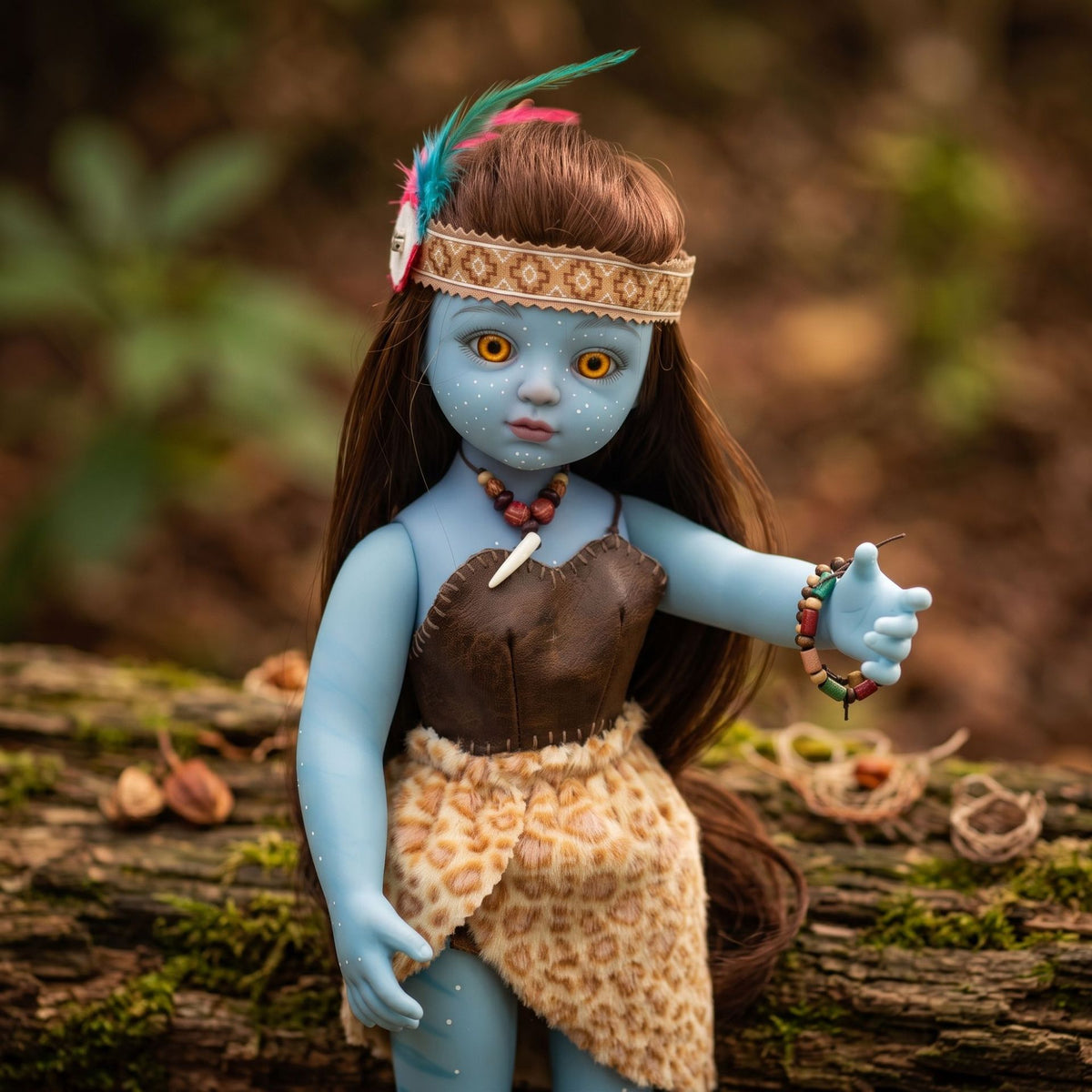 Sammelbare 18-Zoll-Avatar-Puppe mit Vollvinylkörper, Stammes-Outfit, Regaldekoration & Feiertags-Sammlergeschenk