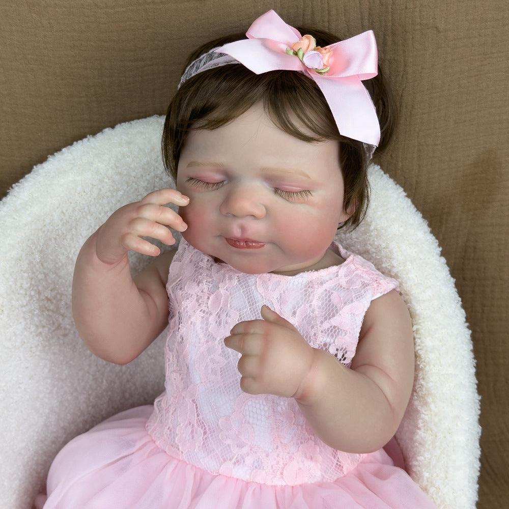 20-Zoll-Reborn-Mädchenpuppe aus Vollvinyl, realistisches schlafendes Neugeborenes mit geschlossenen Augen, beruhigende Sammelfigur für Erwachsene