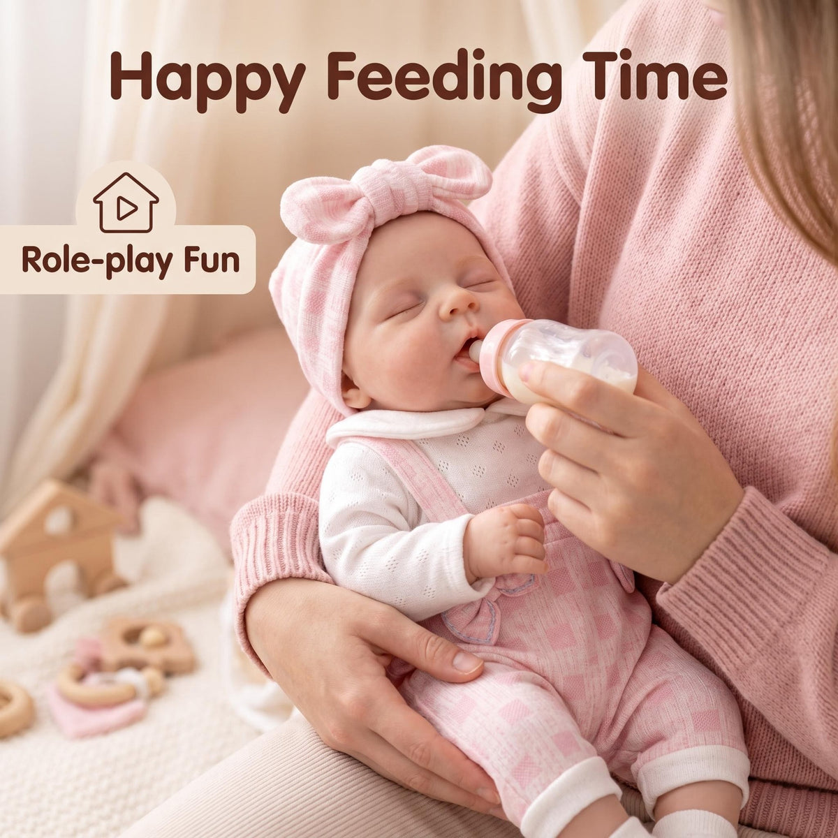 Soft-Touch 12-Zoll Reborn-Puppe aus Vollsilikon, Design „Friedlicher Schlummer“, altersübergreifender Begleiter für festliche Geschenke