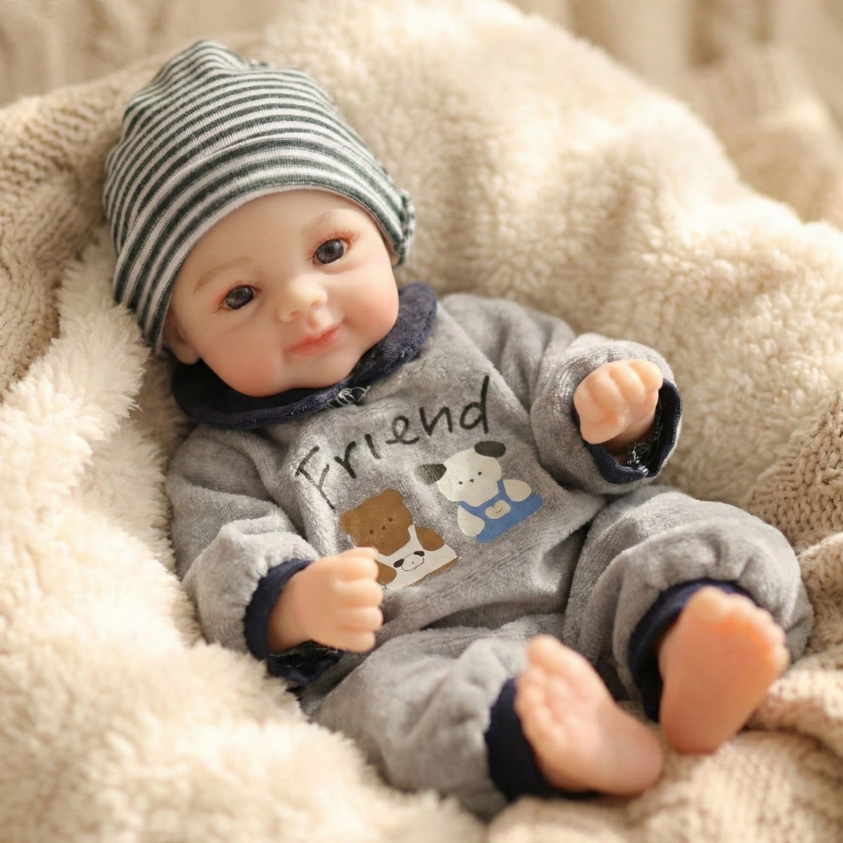 12 Zoll 30 cm massive Silikon-Reborn-Puppe mit echtem Hautgefühl, geschlossene Augen, dehnbarer Glatzkopf, simulierte Babypuppe