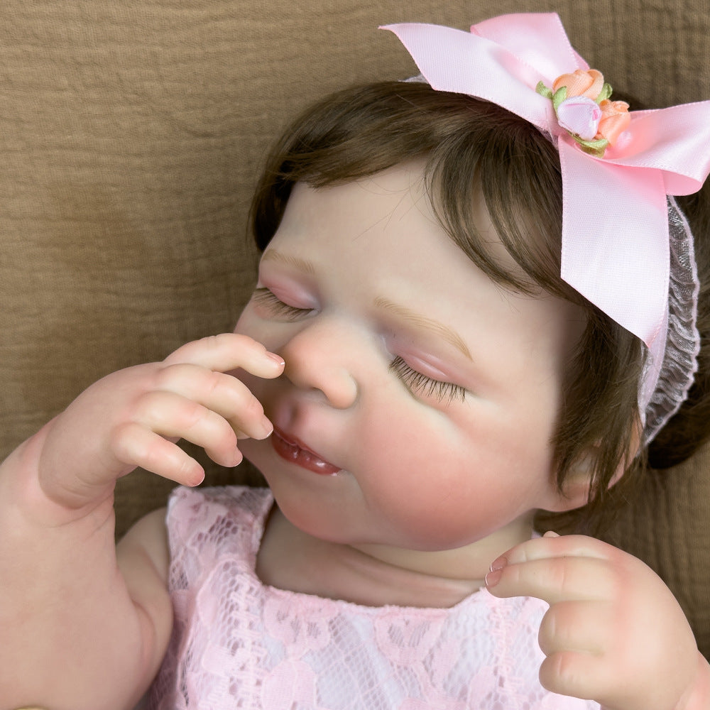20-Zoll-Reborn-Mädchenpuppe aus Vollvinyl, realistisches schlafendes Neugeborenes mit geschlossenen Augen, beruhigende Sammelfigur für Erwachsene