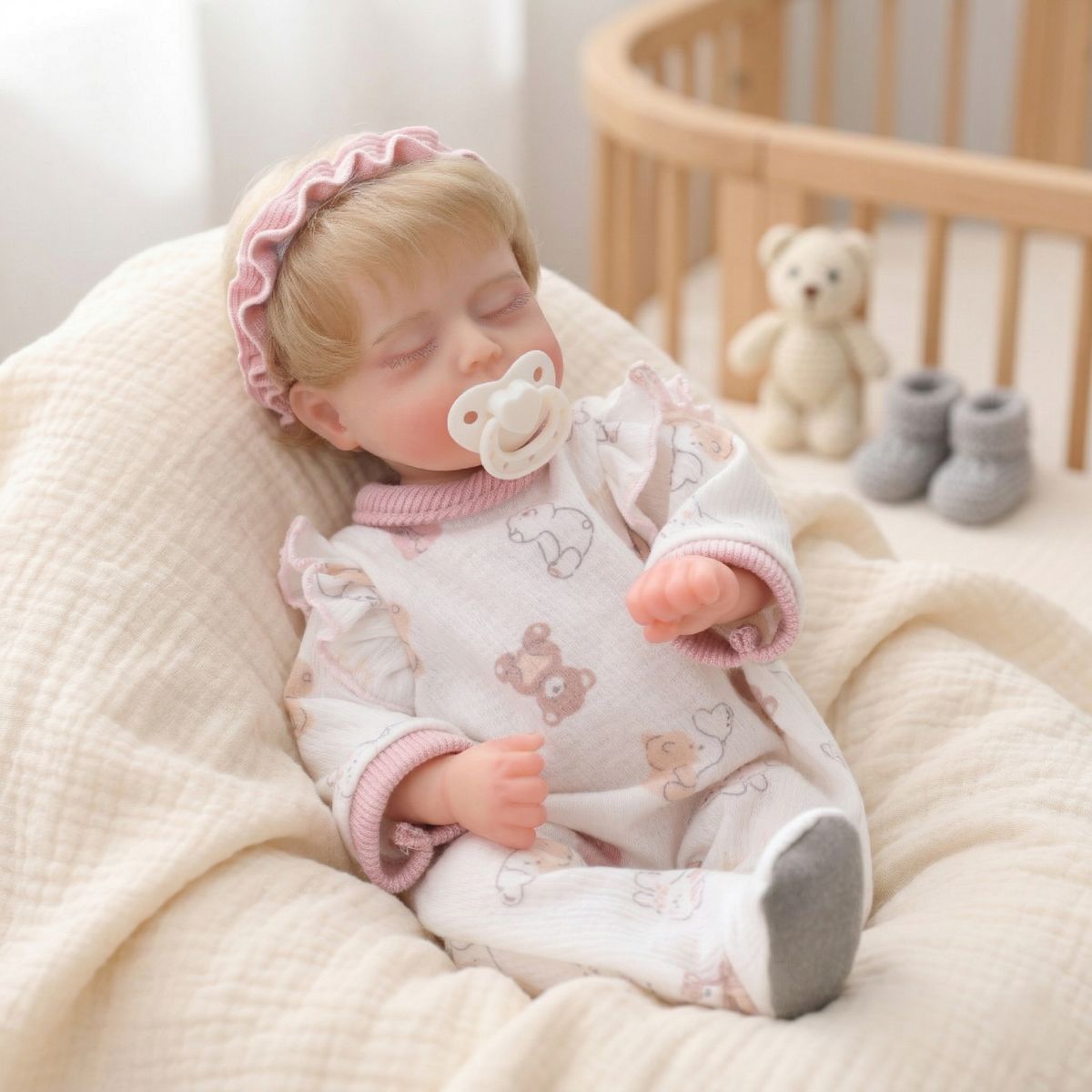 12 Zoll (30 cm) Simulations-Reborn-Babypuppe aus massivem Silikon, realistische Haptik, geschlossene Augen