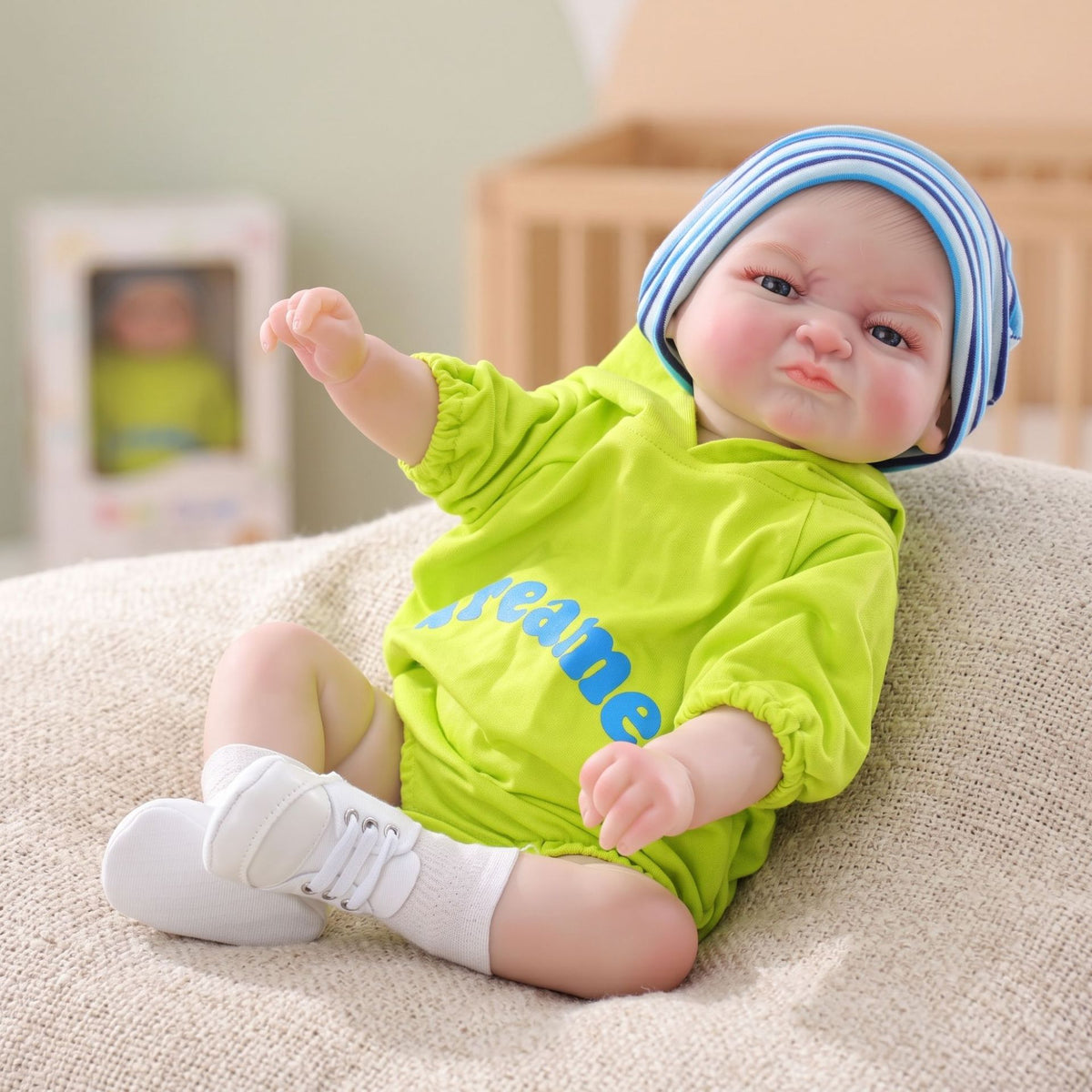 24 Zoll handbemalte Reborn-Babypuppe mit Vollvinylkörper, Spielhaus-Geschenk für Kinder, Sammlerstück