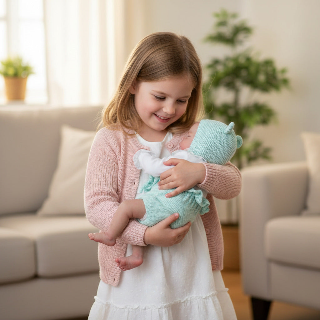 19-Zoll-Reborn-Puppenset im hellblauen Pullover, Simulationspuppe, Neugeborenes