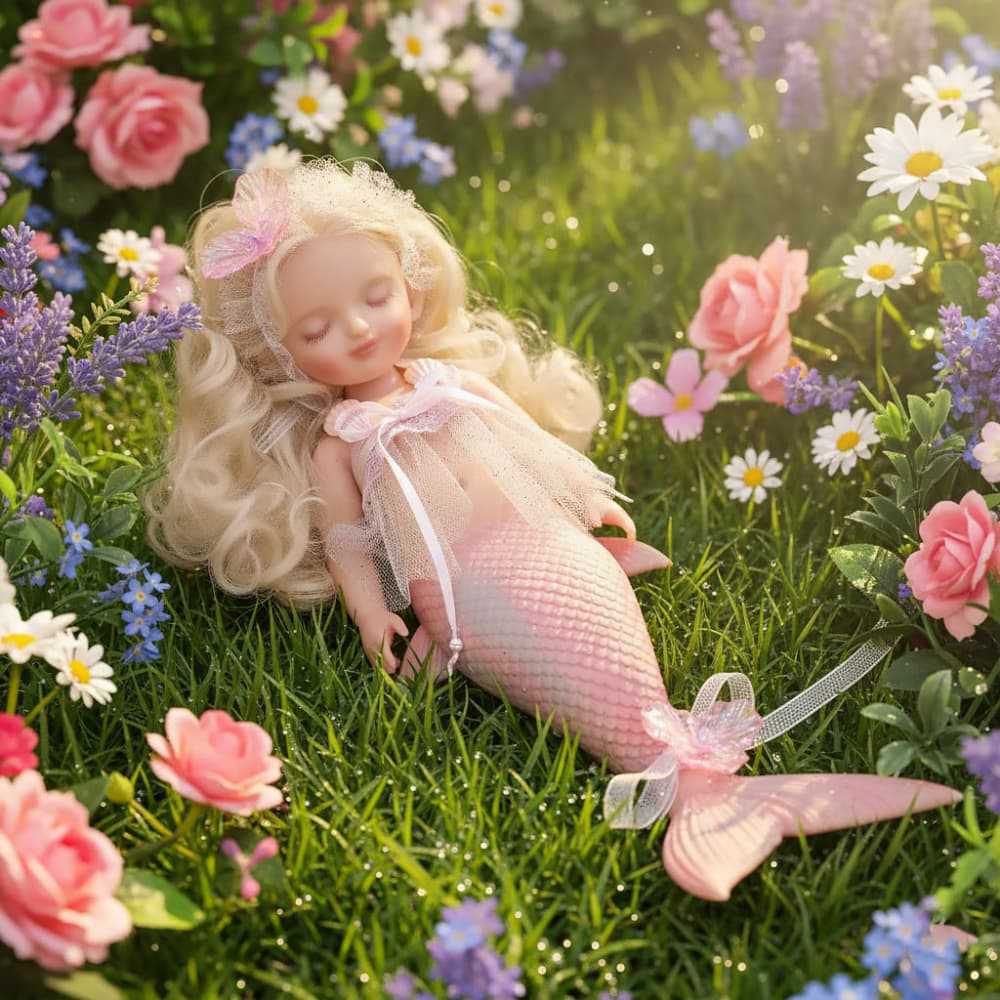 10-Zoll-Meerjungfrauen-Babypuppe aus Vollsilikon, schlafende Fantasy-Figur, Geschenk für Geburtstage und Feiertage