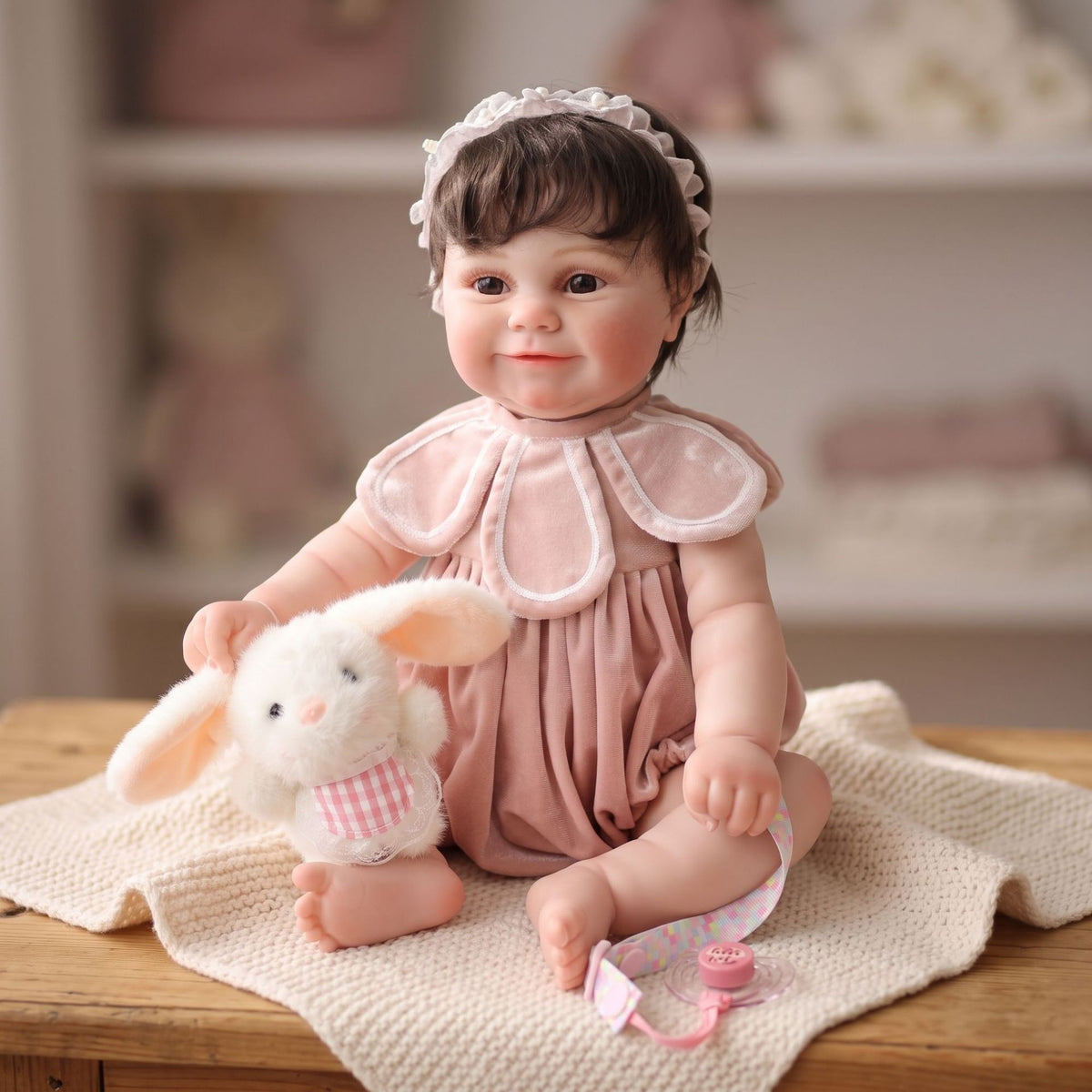 22 Zoll handgefertigte Reborn-Puppe, lebensechte 3D-Haut mit Adern, Ganzkörper-Vinyl-Babypuppe, Geschenk für kleine Mädchen