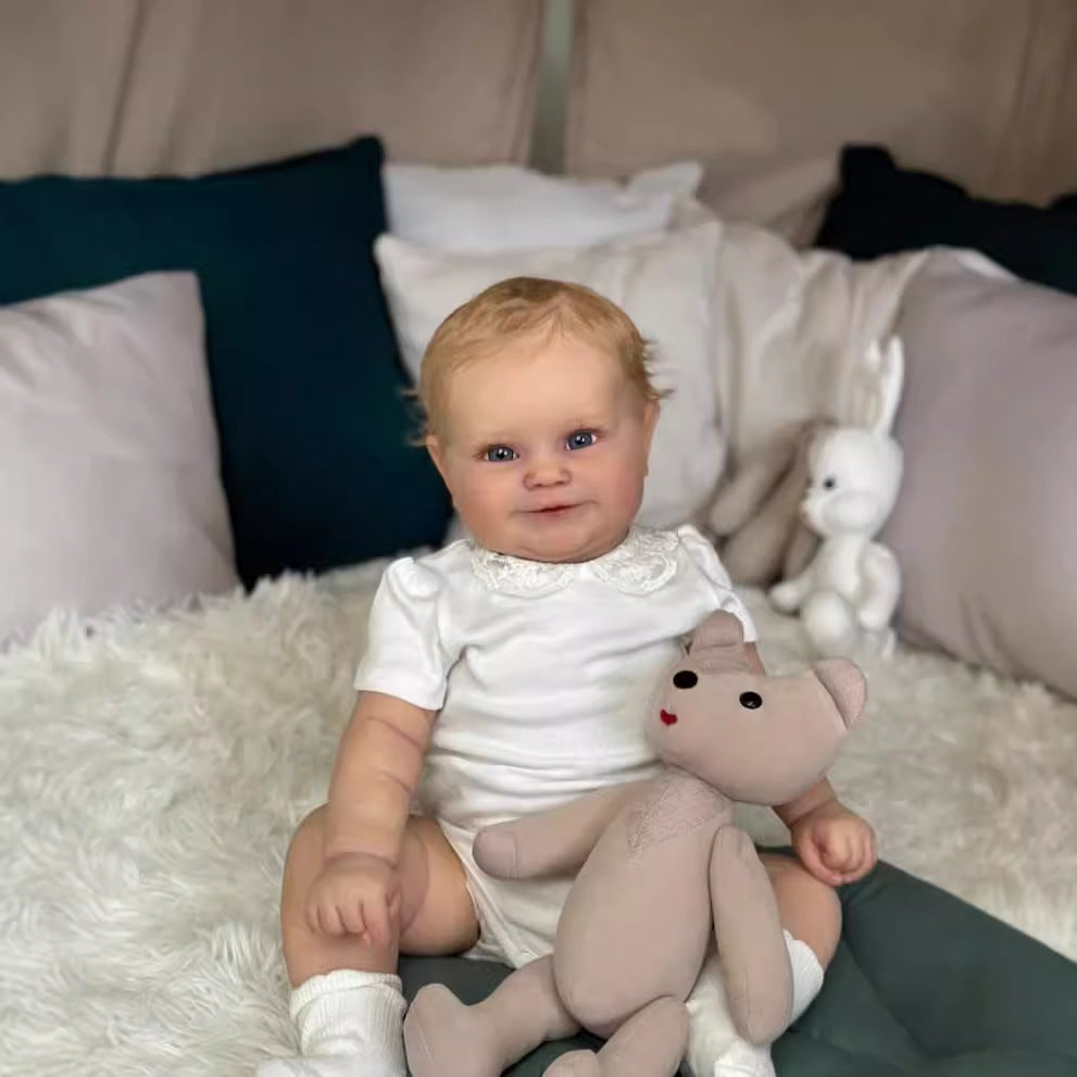 20/24 Zoll Reborn-Puppen mit Stoffkörper, weiche Haptik, implantiertes goldenes Haar, Neugeborenen-Babypuppen Spielzeug für Mädchen Reborn-Puppen