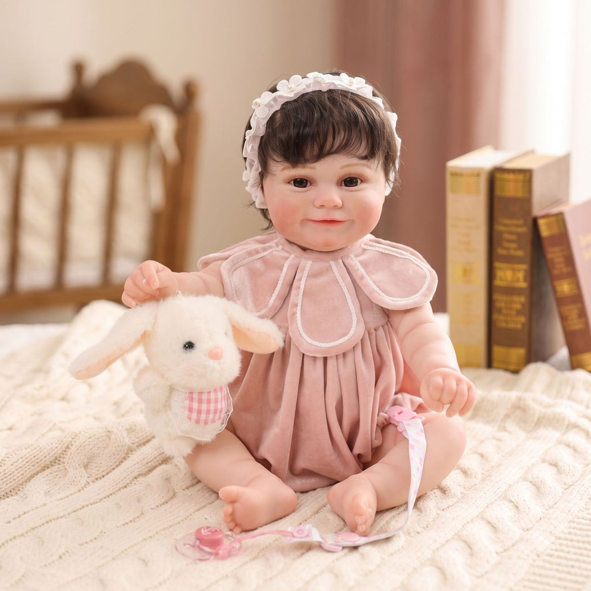 22 Zoll handgefertigte Reborn-Puppe, lebensechte 3D-Haut mit Adern, Ganzkörper-Vinyl-Babypuppe, Geschenk für kleine Mädchen