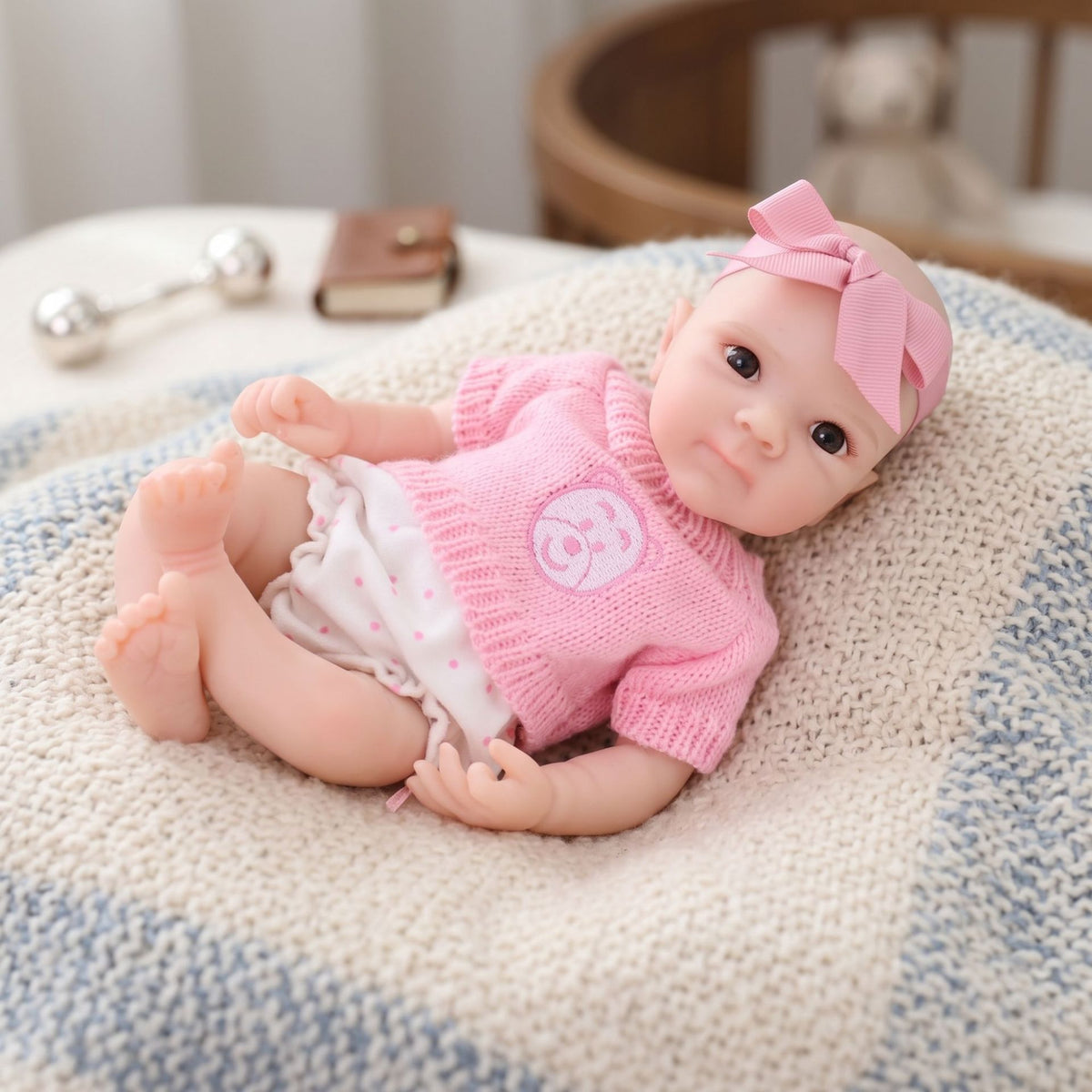 12 Zoll lebensechte Reborn-Babypuppe mit voll massivem Silikonkörper, realistische 3D-Haut mit Adern, handgefertigte Neugeborenenpuppe, perfektes Geburtstags- oder Weihnachtsgeschenk für kleine Mädchen