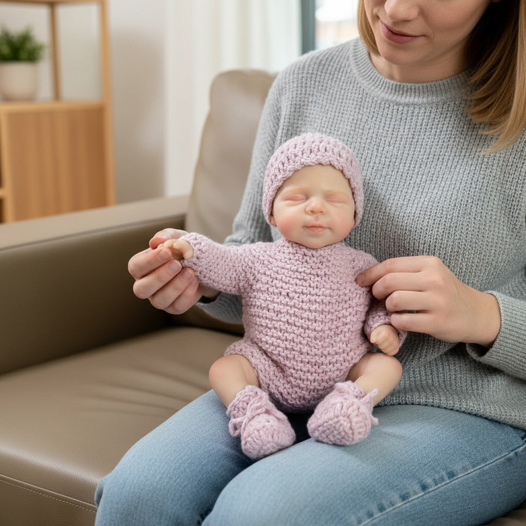 12-Zoll-Reborn-Puppe aus massivem Silikon, hellvioletter Pullover, Pascale-Simulationsspielzeugpuppe