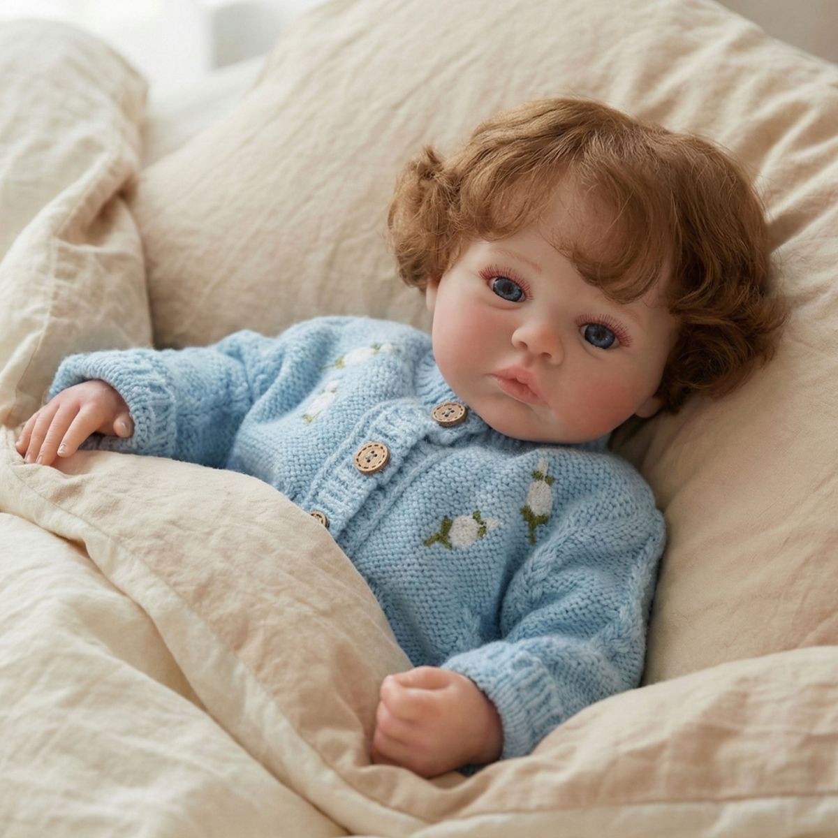 45 cm Reborn-Puppe mit implantierten Haaren, Baby-Simulation