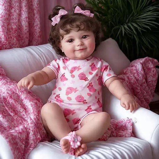 20-Zoll Reborn-Babypuppe aus Vollvinyl, mit blonden Zöpfen und rosa Herz-Tutu-Outfit, Begleitpuppe als Geburtstags- und Festtagsgeschenk