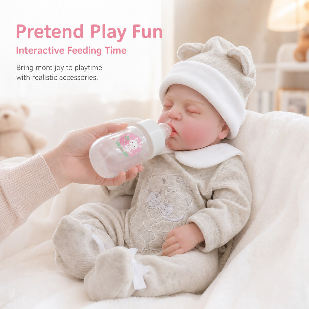 18 Zoll Reborn-Babypuppe mit Stoffkörper, schlafend, im Bären-Strampler, anschmiegsames Geschenk für Geburtstage & Feiertage
