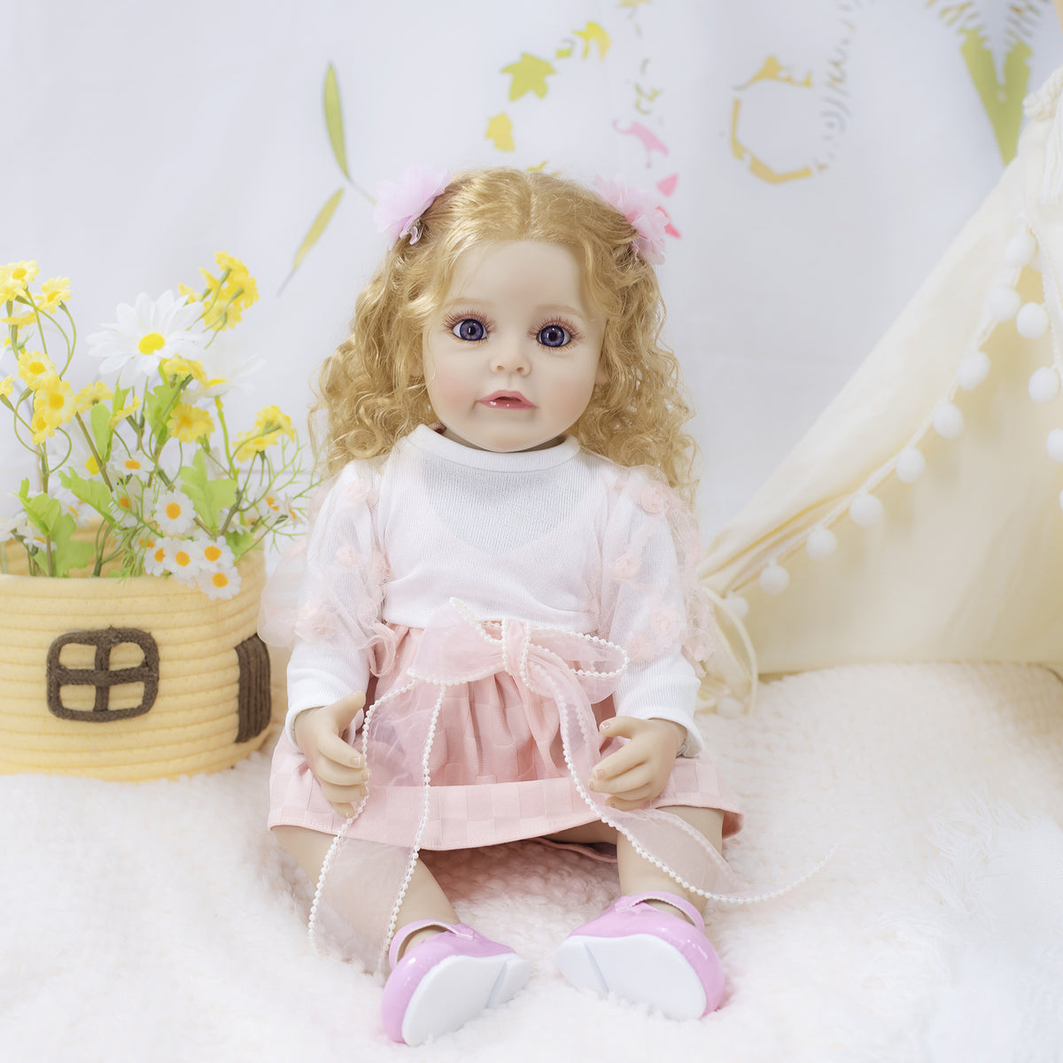22-Zoll lebensechte Reborn-Puppe mit Ganzkörper-Vinyl, süße Geschenkidee für Kinder und Erwachsene zu besonderen Anlässen