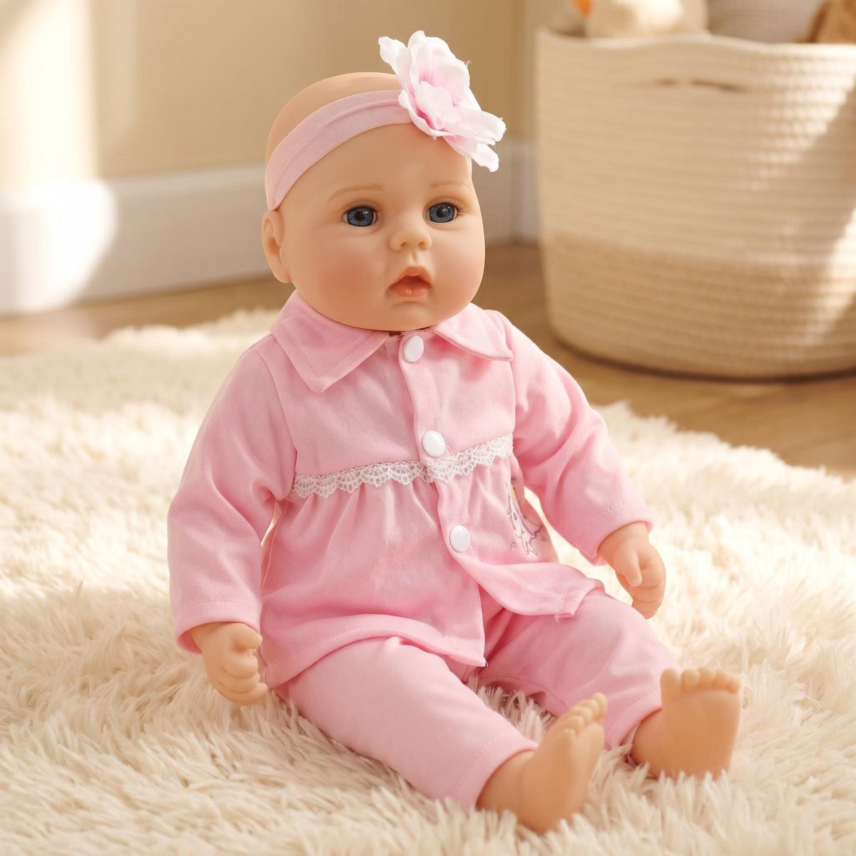 18 Zoll Stoffkörper Entzückende lebensechte Kleinkind Ganzkörper-Reborn-Babypuppen Spielzeug Neugeborenes Geschenk