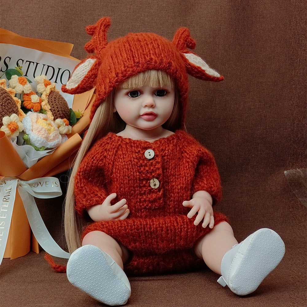 22-Zoll-Reborn-Puppe mit Ganzkörper-Vinyl und Geräuschsensor, fesselndes Spielzeug, perfektes Geschenk für Kinder und erwachsene Sammler zu besonderen Anlässen