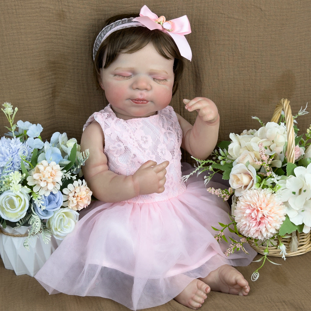 20-Zoll-Reborn-Mädchenpuppe aus Vollvinyl, realistisches schlafendes Neugeborenes mit geschlossenen Augen, beruhigende Sammelfigur für Erwachsene