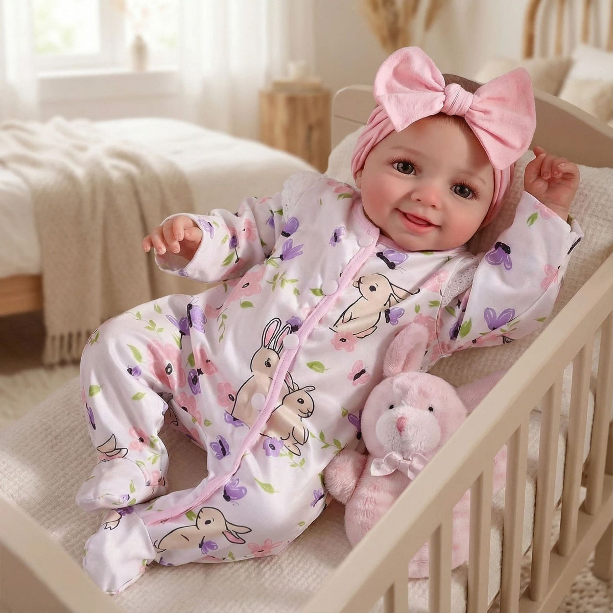 7-Zoll-Puppe im bedruckten Jumpsuit, Reborn-Puppe komplett aus Vinyl