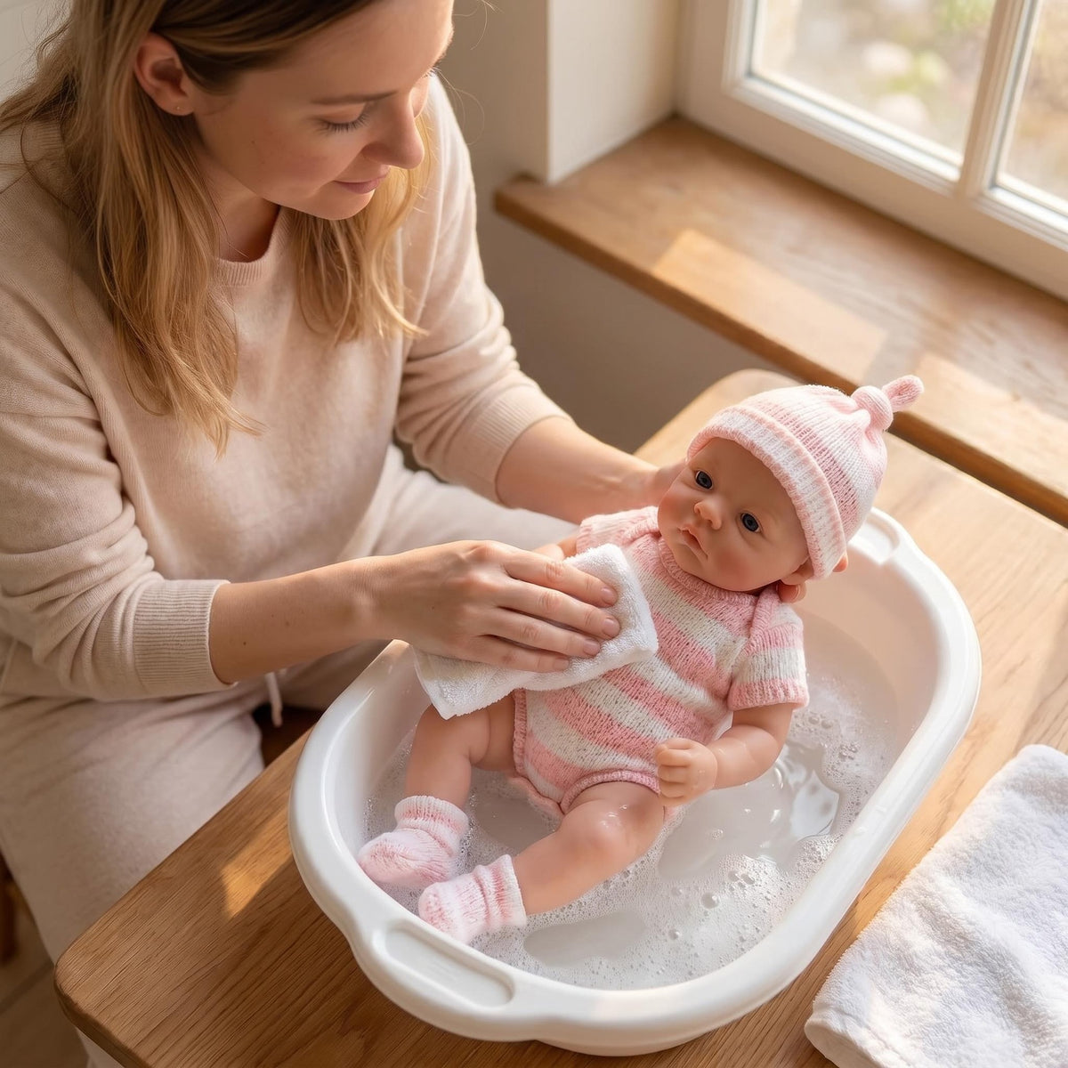 6-Zoll-Reborn-Puppe mit vollem Körper aus massivem Silikon, handgefertigt, hyperrealistische Haut mit Venentextur, künstlerische Sammlerpuppe