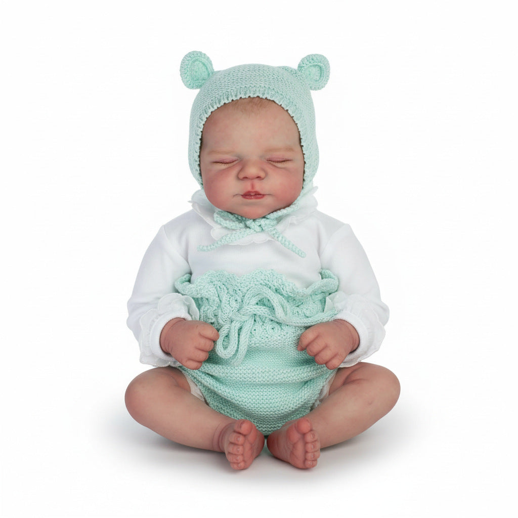 19-Zoll-Reborn-Puppenset im hellblauen Pullover, Simulationspuppe, Neugeborenes