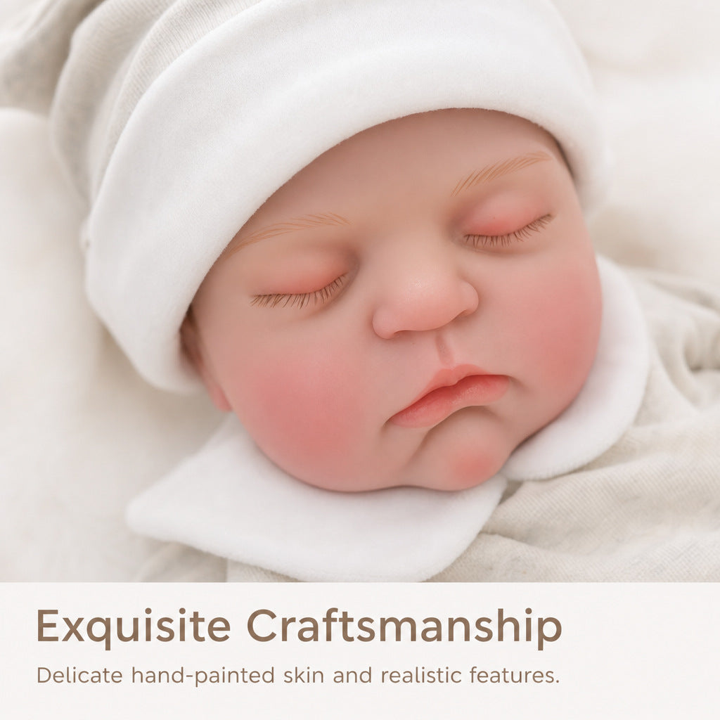 18 Zoll Reborn-Babypuppe mit Stoffkörper, schlafend, im Bären-Strampler, anschmiegsames Geschenk für Geburtstage & Feiertage