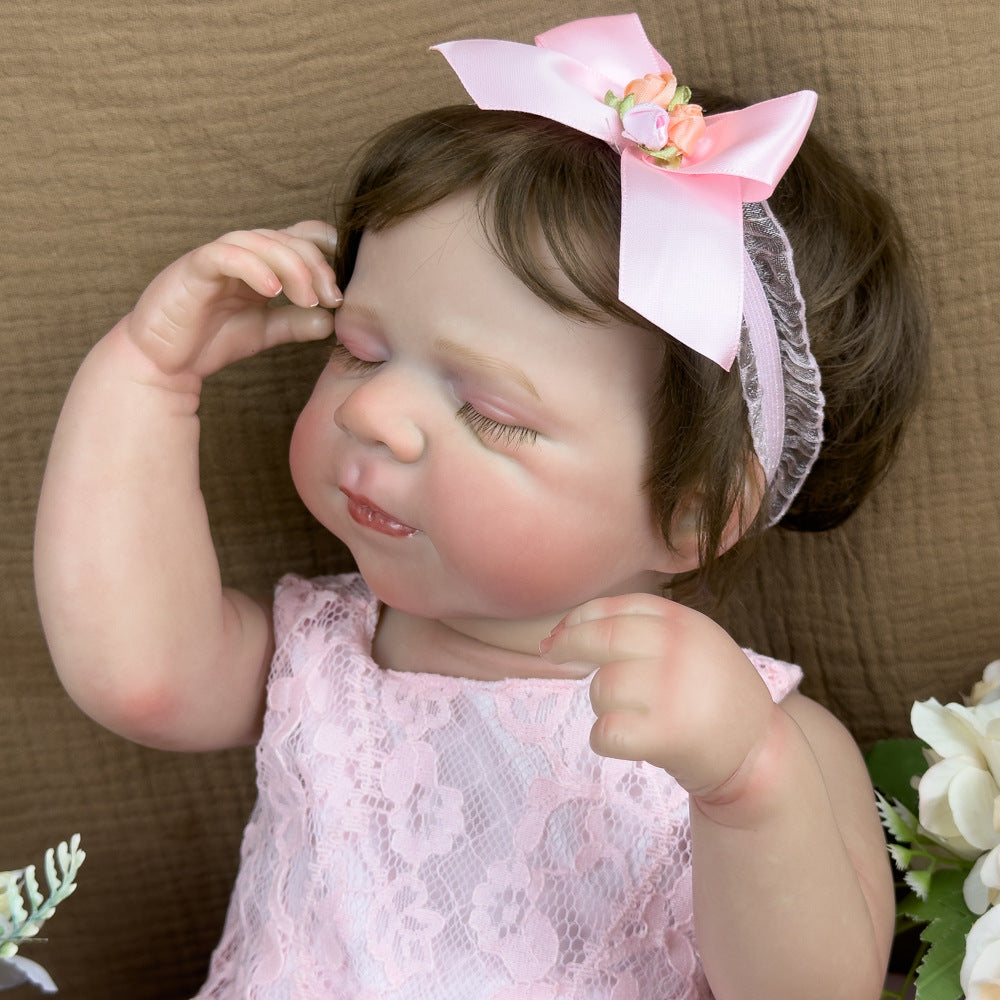 20-Zoll-Reborn-Mädchenpuppe aus Vollvinyl, realistisches schlafendes Neugeborenes mit geschlossenen Augen, beruhigende Sammelfigur für Erwachsene
